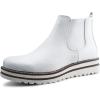 imageJABASIC Womens Chelsea Elastic Ankle Boots Waterproof Flat BootsWhite