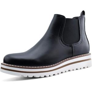imageJABASIC Womens Chelsea Elastic Ankle Boots Waterproof Flat BootsBlack2
