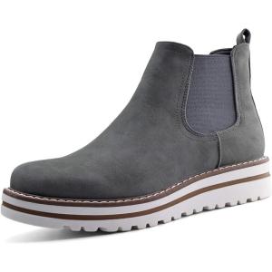 imageJABASIC Womens Chelsea Elastic Ankle Boots Waterproof Flat BootsGrey