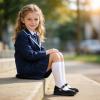 image:imageJABASIC Girls Mary Jane School Shoes with Socks Set Black Uniform Shoes Hook Loop Shoes for KidsBlack