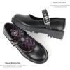 image:imageJABASIC Girls Mary Jane School Shoes with Socks Set Black Uniform Shoes Hook Loop Shoes for KidsBlack