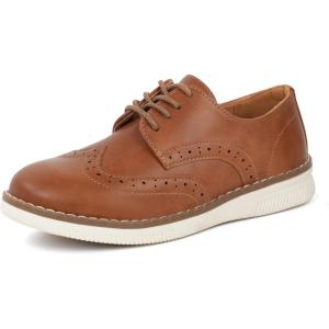 image:imageJABASIC Boys Oxfords Casual Wingtip Brogue Shoes Comfort Uniform Formal Dress SneakersBrown