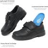 image:imageJABASIC Boys School Uniform Shoes Lightweight Kids Formal Dress Shoes SlipOn Loafers with Hook and Loop StrapBlack