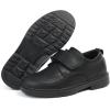 image:imageJABASIC Boys School Uniform Shoes Lightweight Kids Formal Dress Shoes SlipOn Loafers with Hook and Loop StrapBlack