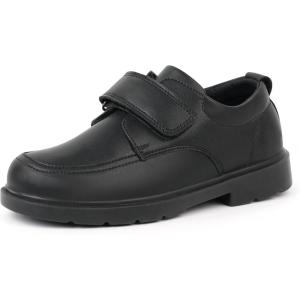 image:imageJABASIC Boys School Uniform Shoes Lightweight Kids Formal Dress Shoes SlipOn Loafers with Hook and Loop StrapBlack