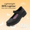image:imageJABASIC Girls Mary Jane School Dress Shoes Hook Loop Strap NonMarking Sole for Everyday and PartiesBlack