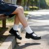 image:imageJABASIC Girls Mary Jane School Dress Shoes Hook Loop Strap NonMarking Sole for Everyday and PartiesBlack