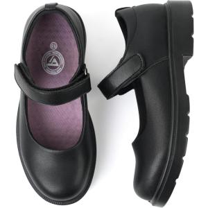 image:imageJABASIC Girls Mary Jane School Dress Shoes Hook Loop Strap NonMarking Sole for Everyday and PartiesBlack