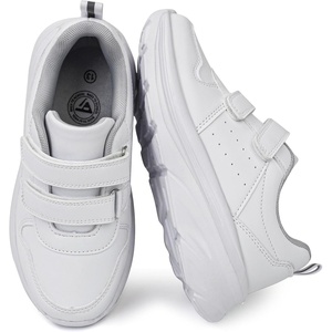 image:imageJABASIC Kids Double Hook and Loop School Uniform Sneakers NonSlip Comfort Shoes for Boys GirlsWhite