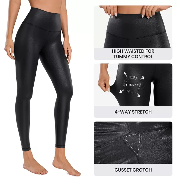 CRZ YOGA Butterluxe Matte Faux Leather Leggings for Women 2528  High Waisted Stretch Ankle Leather Pants Pleather Tight25 inches Black Classic