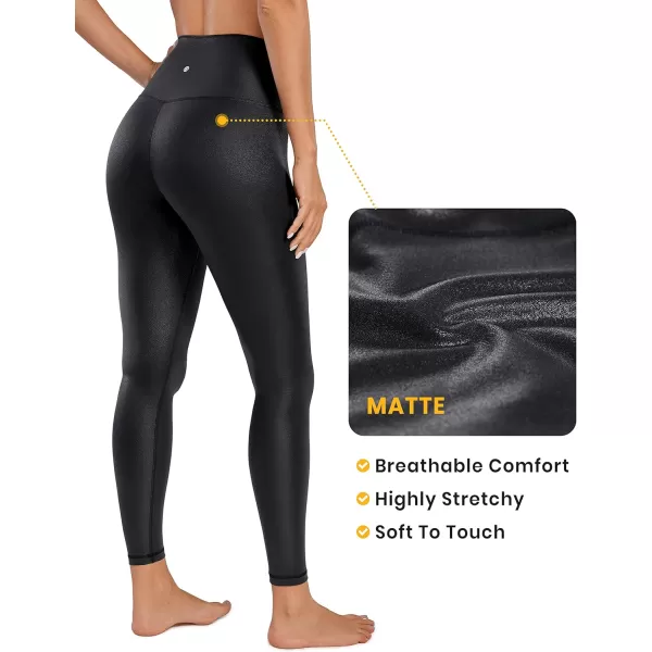 CRZ YOGA Butterluxe Matte Faux Leather Leggings for Women 2528  High Waisted Stretch Ankle Leather Pants Pleather Tight25 inches Black Classic