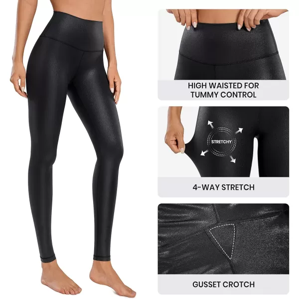 CRZ YOGA Butterluxe Matte Faux Leather Leggings for Women 2528  High Waisted Stretch Ankle Leather Pants Pleather Tight28 inches Black Classic