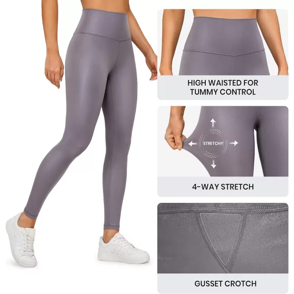 CRZ YOGA Butterluxe Matte Faux Leather Leggings for Women 2528  High Waisted Stretch Ankle Leather Pants Pleather Tight28 inches Tornado Grey Classic Pattern