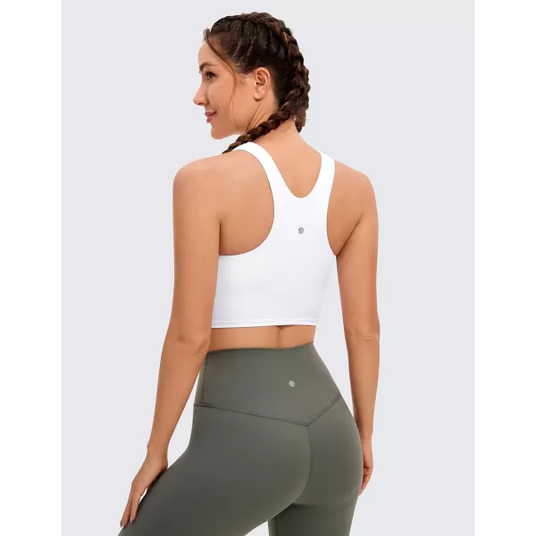 CRZ YOGA Butterluxe Racerback High Neck Longline Sports Bras for Women  Padded Workout Crop Tank Tops with Built in BraWhite