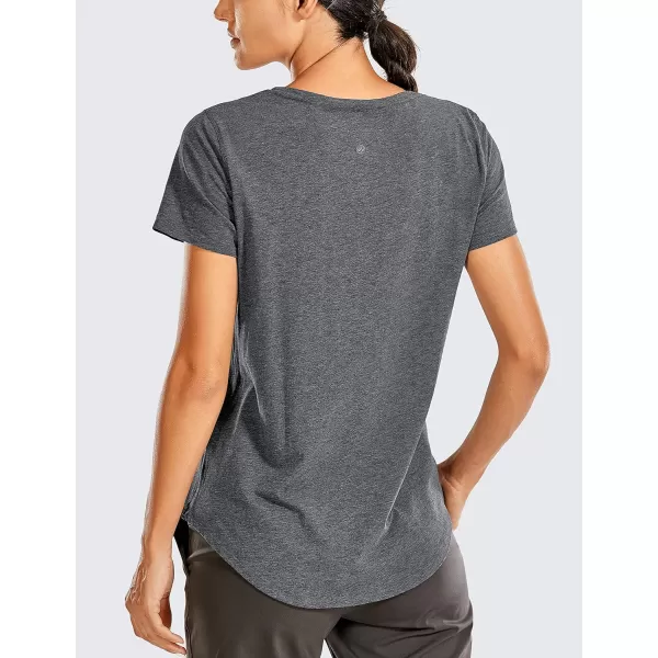 CRZ YOGA Pima Cotton Womens Short Sleeve Shirt Loose Casual Yoga TShirt Athletic Workout Tee TopCarbon Heather