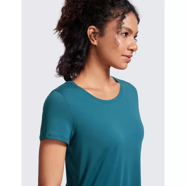 CRZ YOGA Pima Cotton Womens Short Sleeve Shirt Loose Casual Yoga TShirt Athletic Workout Tee TopGreen Jade