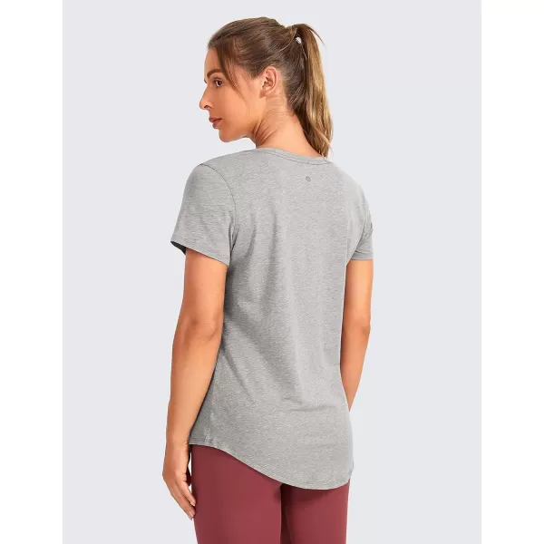 CRZ YOGA Pima Cotton Womens Short Sleeve Shirt Loose Casual Yoga TShirt Athletic Workout Tee TopHeathered Medium Grey