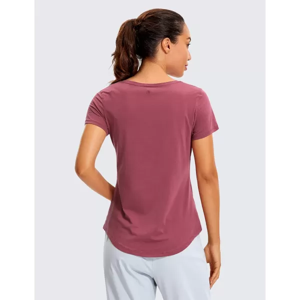 CRZ YOGA Pima Cotton Womens Short Sleeve Shirt Loose Casual Yoga TShirt Athletic Workout Tee TopMisty Merlot