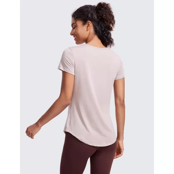 CRZ YOGA Pima Cotton Womens Short Sleeve Shirt Loose Casual Yoga TShirt Athletic Workout Tee TopSmoky Blush