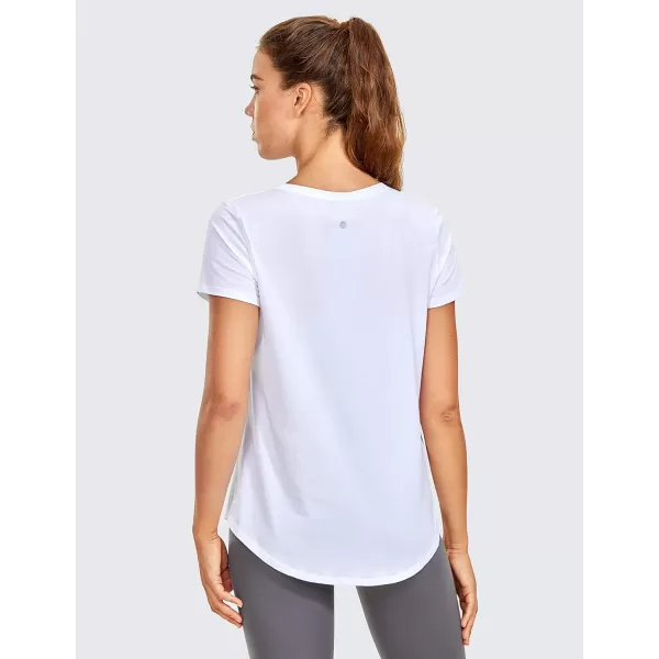 CRZ YOGA Pima Cotton Womens Short Sleeve Shirt Loose Casual Yoga TShirt Athletic Workout Tee TopWhite