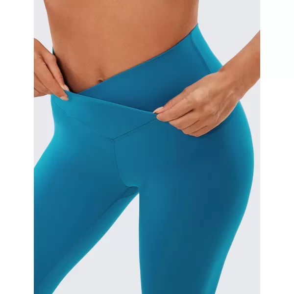 CRZ YOGA Womens Butterluxe Cross Waist Workout Leggings 25  28  V Crossover High Waisted Gym Athletic Yoga LeggingsSupersonic Blue