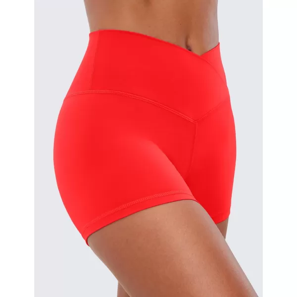 CRZ YOGA Womens Butterluxe Crossover Biker Shorts 3  5  Criss Cross High Waisted Workout Yoga Shorts Buttery SoftDark Red