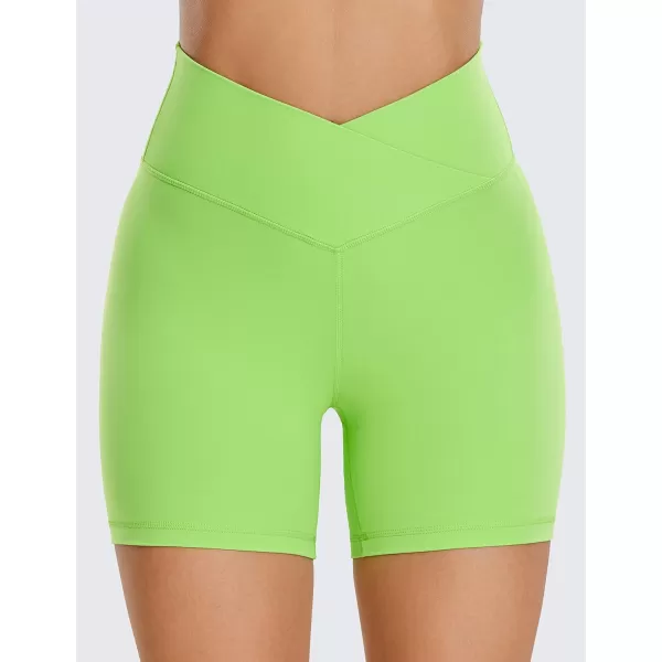 CRZ YOGA Womens Butterluxe Crossover Biker Shorts 3  5  Criss Cross High Waisted Workout Yoga Shorts Buttery SoftGreen Glow