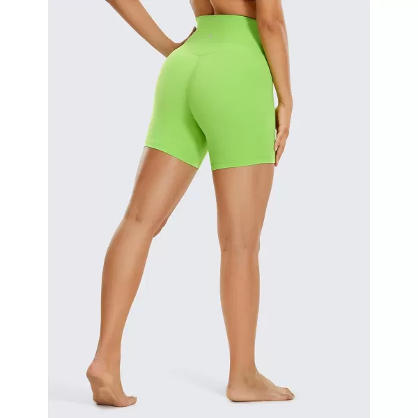 CRZ YOGA Womens Butterluxe Crossover Biker Shorts 3  5  Criss Cross High Waisted Workout Yoga Shorts Buttery SoftGreen Glow