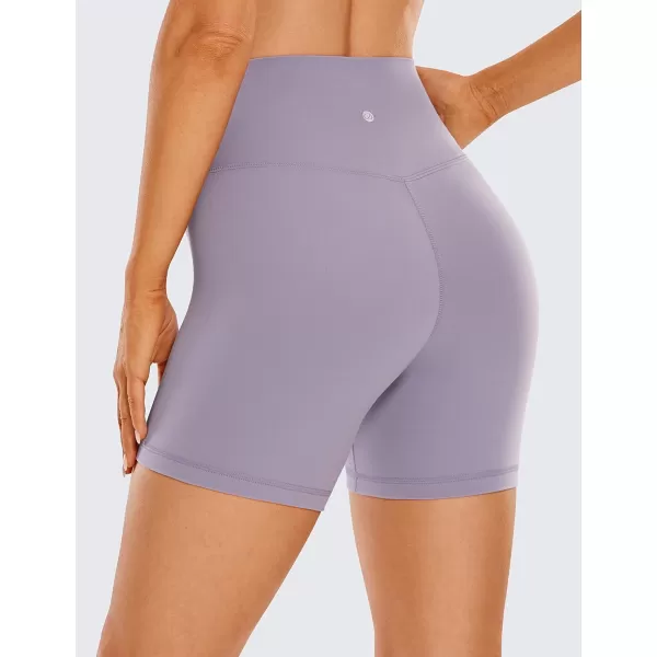 CRZ YOGA Womens Butterluxe Crossover Biker Shorts 3  5  Criss Cross High Waisted Workout Yoga Shorts Buttery SoftLavender Mist