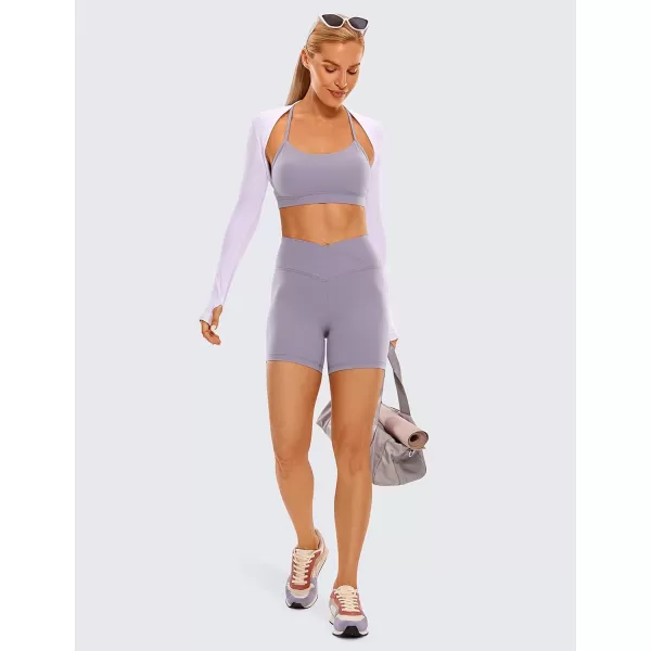 CRZ YOGA Womens Butterluxe Crossover Biker Shorts 3  5  Criss Cross High Waisted Workout Yoga Shorts Buttery SoftLavender Mist