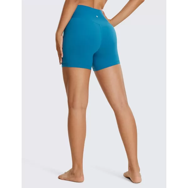 CRZ YOGA Womens Butterluxe Crossover Biker Shorts 3  5  Criss Cross High Waisted Workout Yoga Shorts Buttery SoftSupersonic Blue