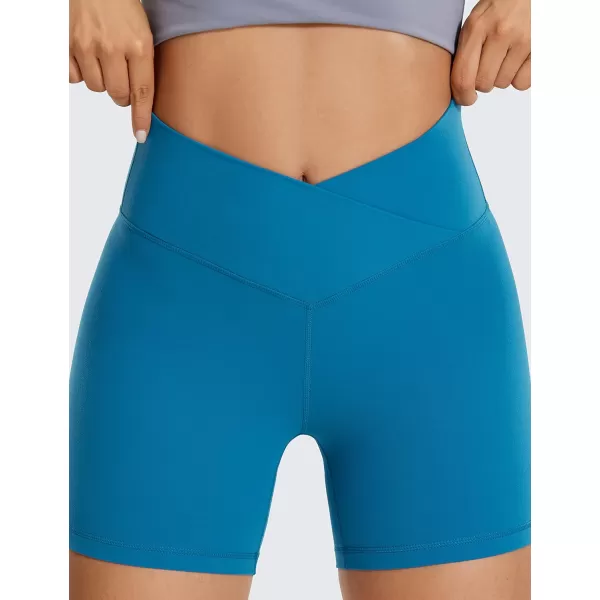 CRZ YOGA Womens Butterluxe Crossover Biker Shorts 3  5  Criss Cross High Waisted Workout Yoga Shorts Buttery SoftSupersonic Blue