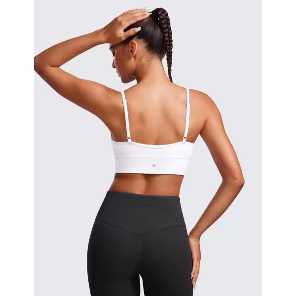 CRZ YOGA Womens Butterluxe Sweetheart Longline Sports Bra  V Neck Adjustable Thin Strap Yoga Bra Camisole Padded Crop TopWhite