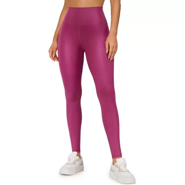 CRZ YOGA Butterluxe Matte Faux Leather Leggings for Women 2528  High Waisted Stretch Ankle Leather Pants Pleather Tight28 inches Magenta Purple Classic Pattern