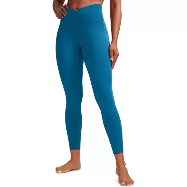 CRZ YOGA Womens Butterluxe Cross Waist Workout Leggings 25  28  V Crossover High Waisted Gym Athletic Yoga LeggingsSupersonic Blue