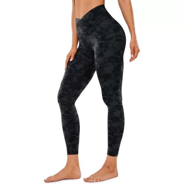 CRZ YOGA Womens Butterluxe Cross Waist Workout Leggings 25  28  V Crossover High Waisted Gym Athletic Yoga LeggingsTie Dye Smoke Ink