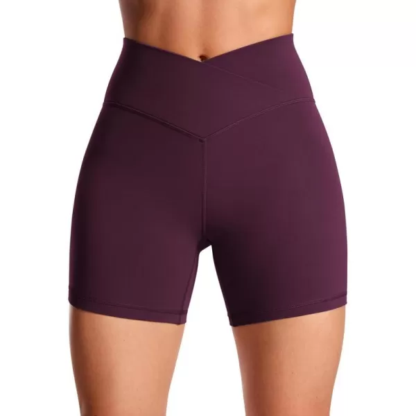 CRZ YOGA Womens Butterluxe Crossover Biker Shorts 3  5  Criss Cross High Waisted Workout Yoga Shorts Buttery SoftDeep Purple