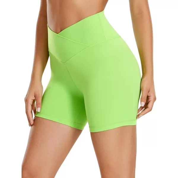 CRZ YOGA Womens Butterluxe Crossover Biker Shorts 3  5  Criss Cross High Waisted Workout Yoga Shorts Buttery SoftGreen Glow