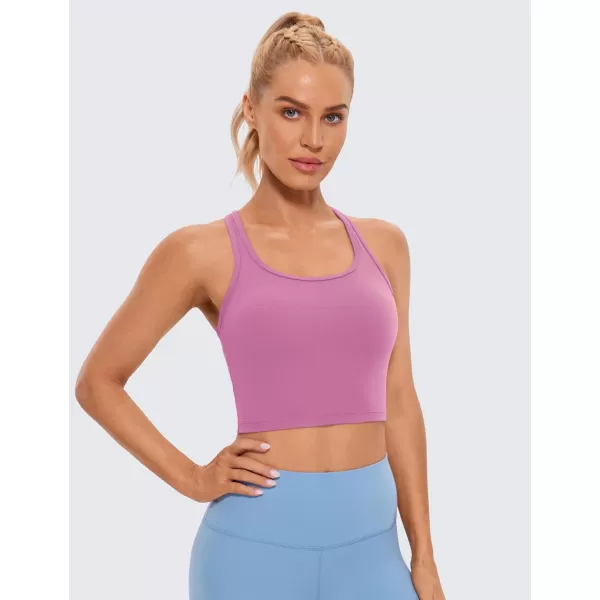 CRZ YOGA Butterluxe Womens YBack Racerback Longline Sports Bra  Padded Scoop Neck Workout Crop Tank Top with Built in BraVelvet Dust