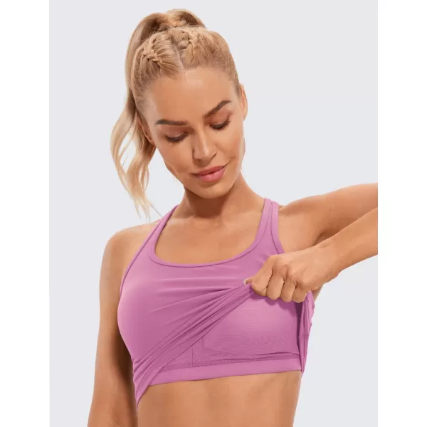 CRZ YOGA Butterluxe Womens YBack Racerback Longline Sports Bra  Padded Scoop Neck Workout Crop Tank Top with Built in BraVelvet Dust