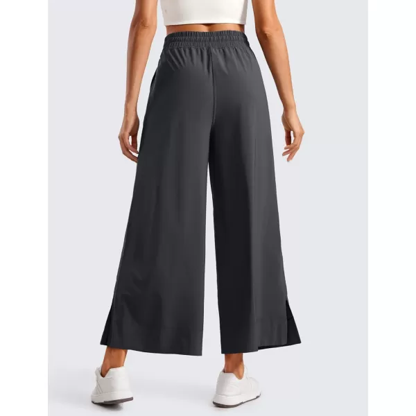 CRZ YOGA Lightweight Wide Leg Cropped Pants for Women High Waisted Loose Casual Lounge Travel Work Pants with Pockets SummerGraphite Grey