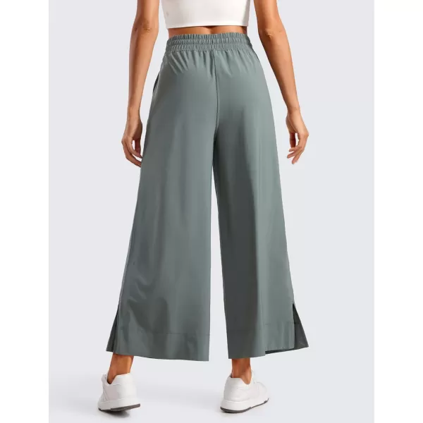 CRZ YOGA Lightweight Wide Leg Cropped Pants for Women High Waisted Loose Casual Lounge Travel Work Pants with Pockets SummerGrey Sage