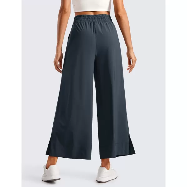 CRZ YOGA Lightweight Wide Leg Cropped Pants for Women High Waisted Loose Casual Lounge Travel Work Pants with Pockets SummerTrue Navy