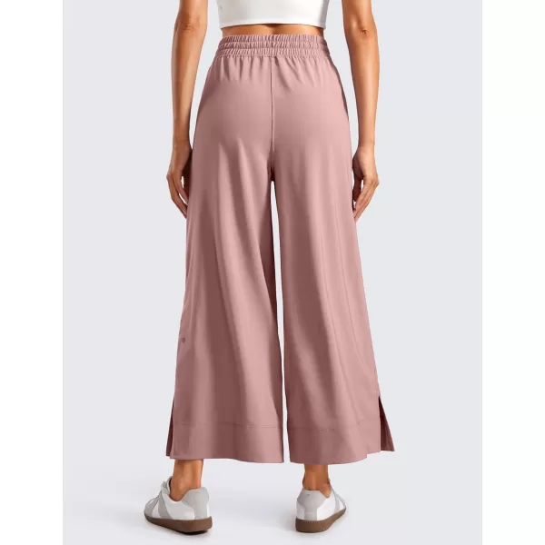 CRZ YOGA Lightweight Wide Leg Cropped Pants for Women High Waisted Loose Casual Lounge Travel Work Pants with Pockets SummerTwilight Rose Pink