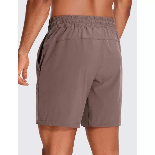 CRZ YOGA Mens 2 in 1 Running Shorts with Liner  7 Quick Dry Workout Sports Athletic Shorts with PocketsBrown Rock