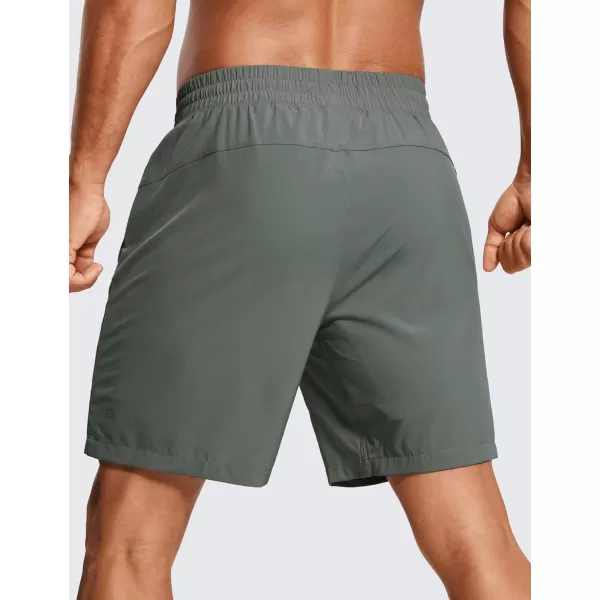 CRZ YOGA Mens 2 in 1 Running Shorts with Liner  7 Quick Dry Workout Sports Athletic Shorts with PocketsGrey Sage