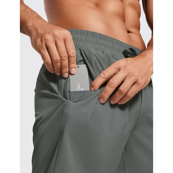 CRZ YOGA Mens 2 in 1 Running Shorts with Liner  7 Quick Dry Workout Sports Athletic Shorts with PocketsGrey Sage