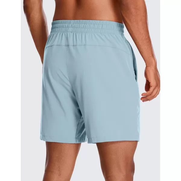 CRZ YOGA Mens 2 in 1 Running Shorts with Liner  7 Quick Dry Workout Sports Athletic Shorts with PocketsLight Grayish Blue