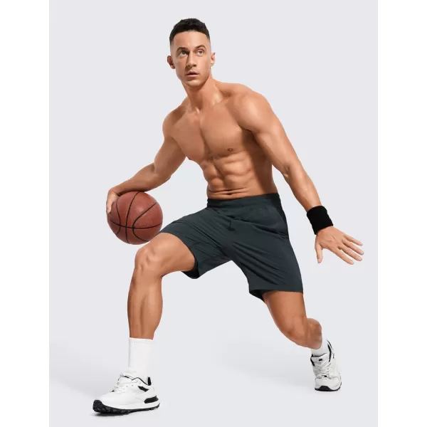 CRZ YOGA Mens 2 in 1 Running Shorts with Liner  7 Quick Dry Workout Sports Athletic Shorts with PocketsMelanite