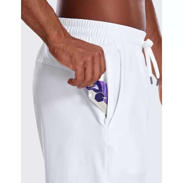 CRZ YOGA Mens 2 in 1 Running Shorts with Liner  7 Quick Dry Workout Sports Athletic Shorts with PocketsWhite